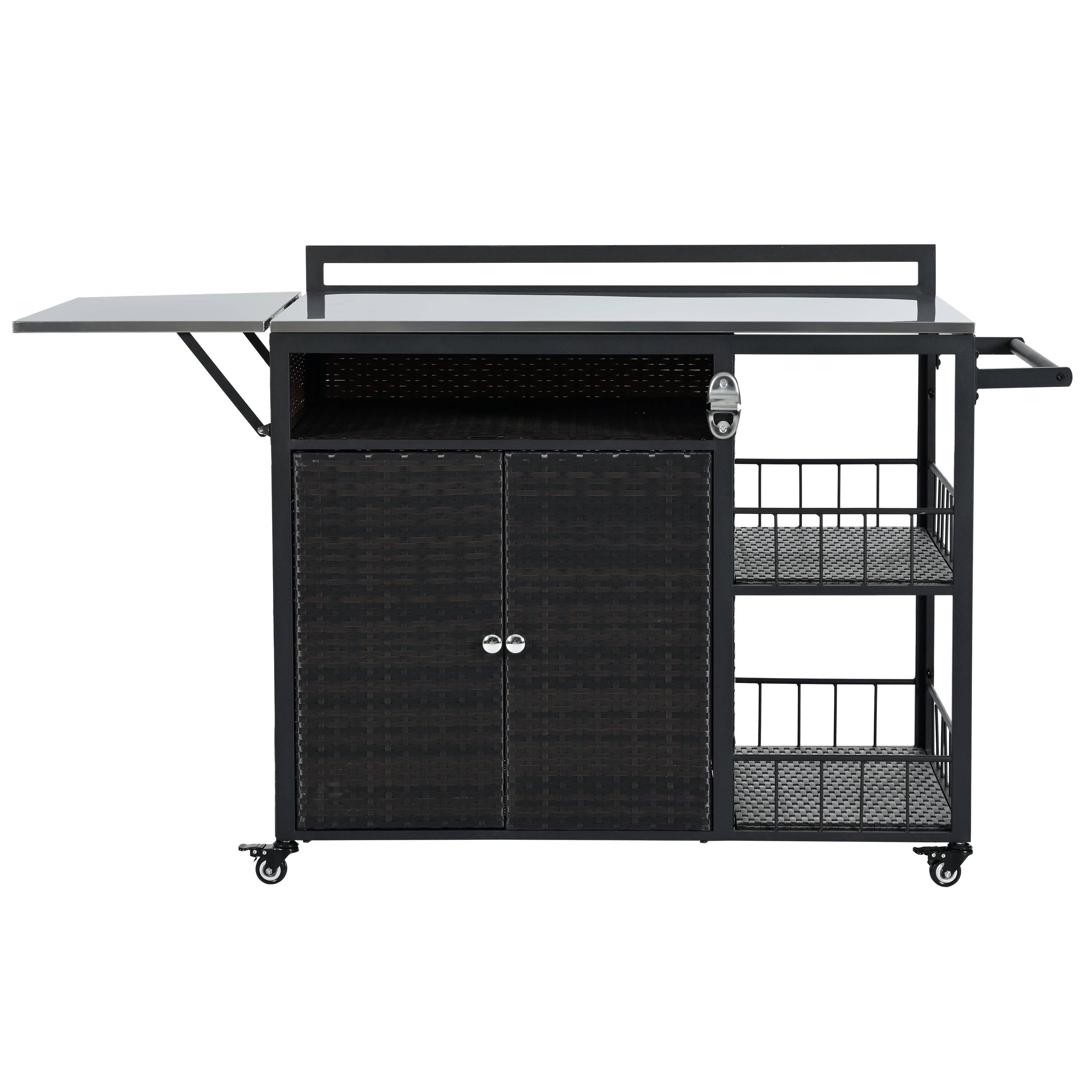 39F Inc. - Vente Outil de gril pour l'extérieur - Chariot de service extérieur avec plateau pliable, armoire de rangement1