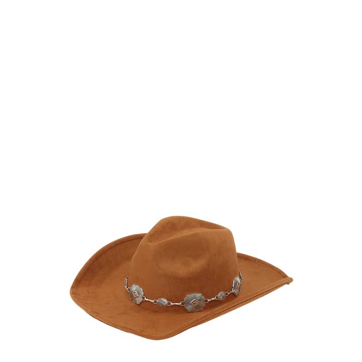Bestto - Wholesale Cowboy Hat - Women's - VINTAGE METAL CHAIN ACCENT WESTERN CHIC FEDORA HAT