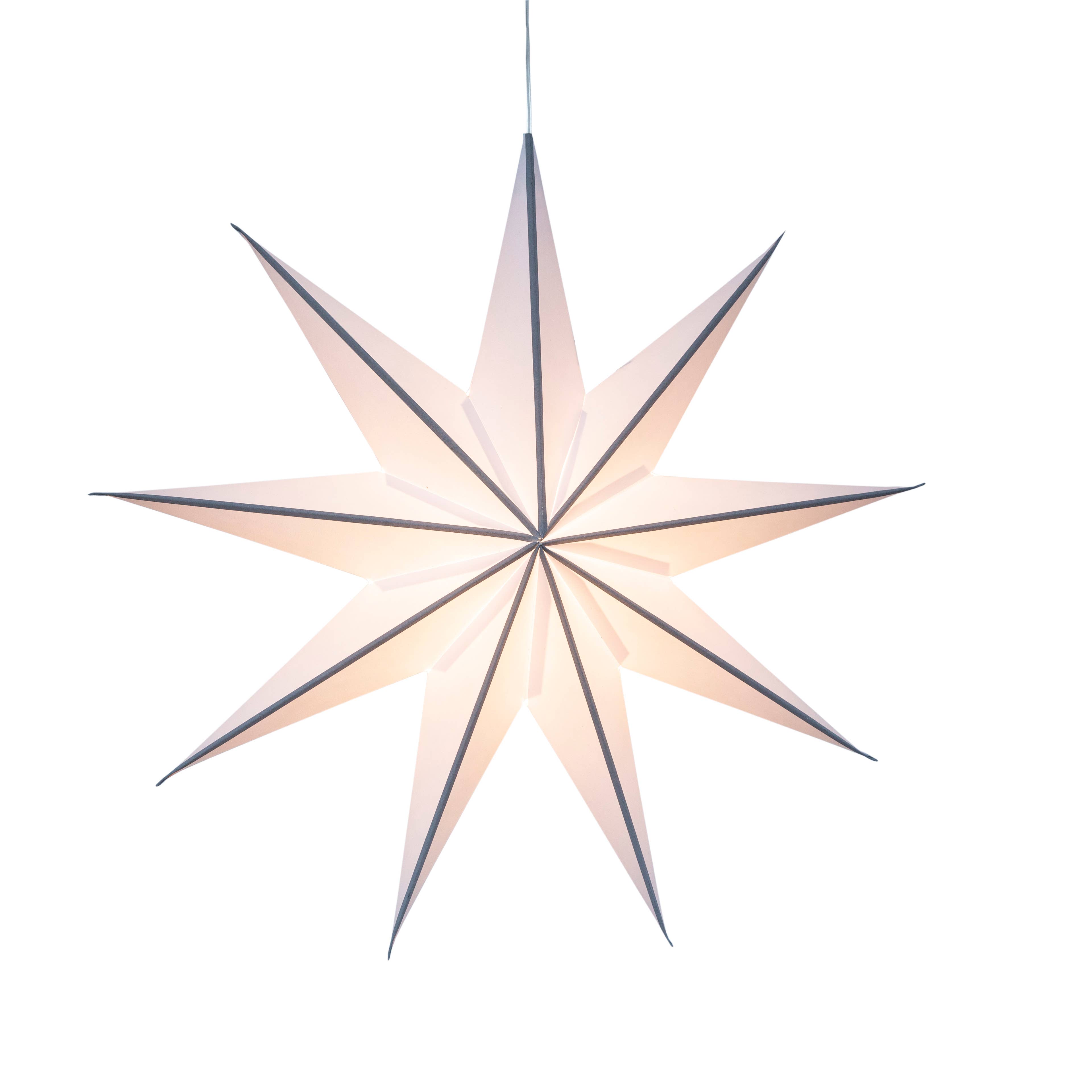 Artschatz LLC - Wholesale Paper Lantern/Lamp - Cynosure 9 Point 18" white / grey Paper Star Lantern Light6
