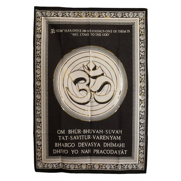 Cotton Wall Art (70x110cm) - Om - Welcome to the God for wholesale by Ancient Wisdom