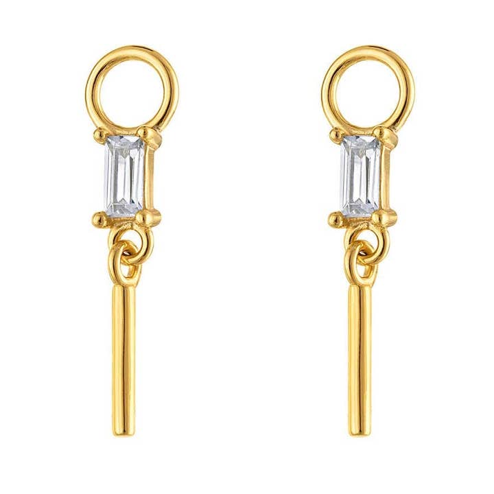 Baguette Pavé Earring Charm Gold Sterling Silver for wholesale by Jewelry Bar