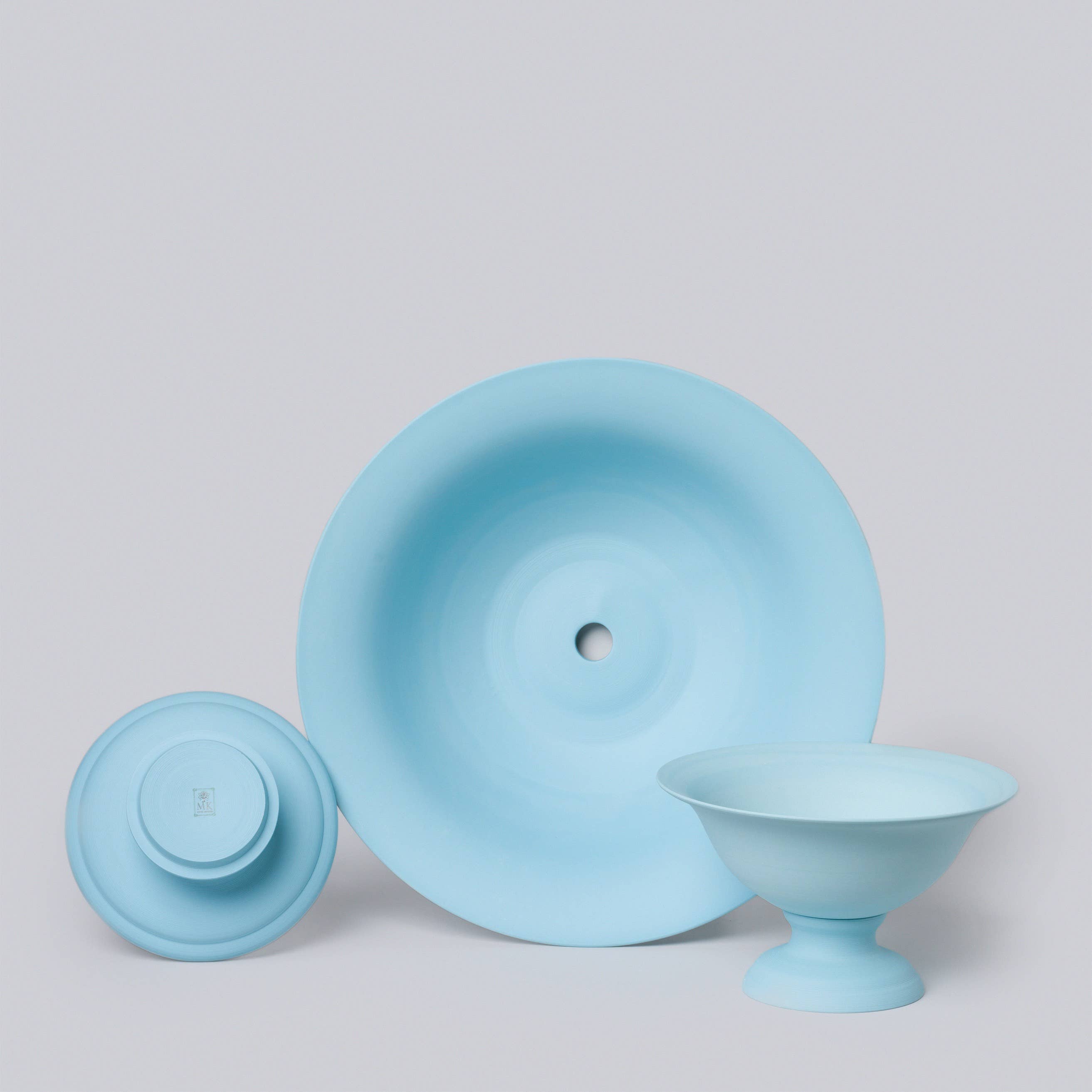 Middle Kingdom - Wholesale Plant Pot - Matte Porcelain Footed Vaso - Denim1