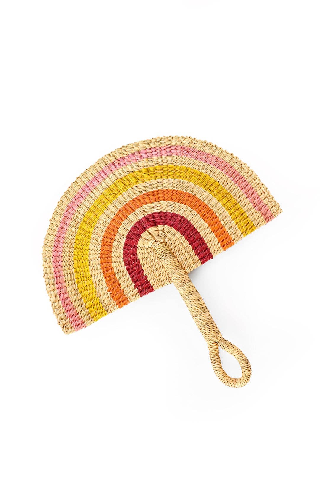 Swahili | AFRICAN MODERN - Wholesale Wall Accent - Sunset Elephant Grass Half-Moon Hand Fan2