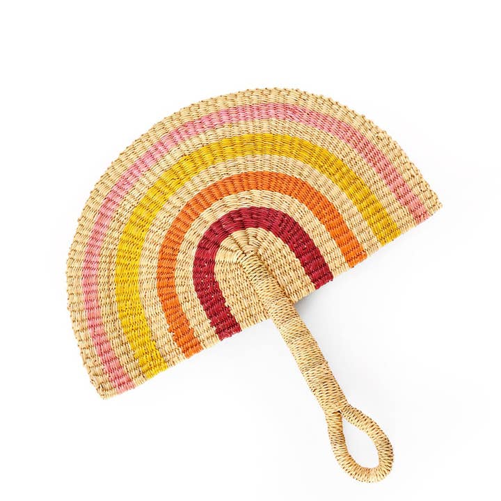 Swahili | AFRICAN MODERN - Wholesale Wall Accent - Sunset Elephant Grass Half-Moon Hand Fan2