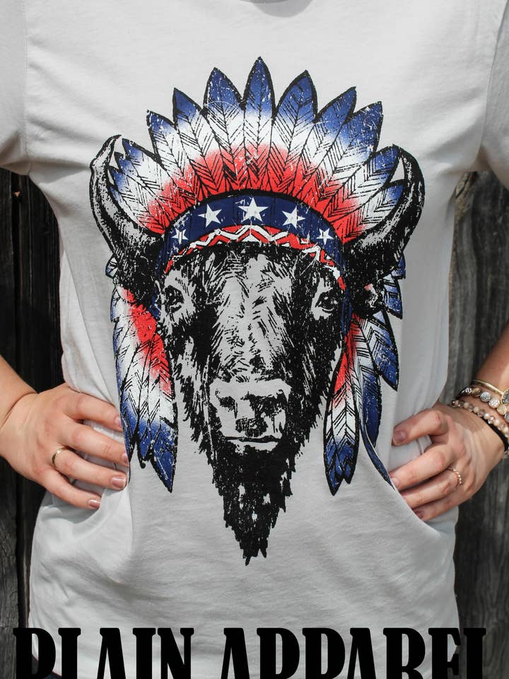 Patriotischer Buffalo Tee für den Großhandel von Plain Apparel Tees
