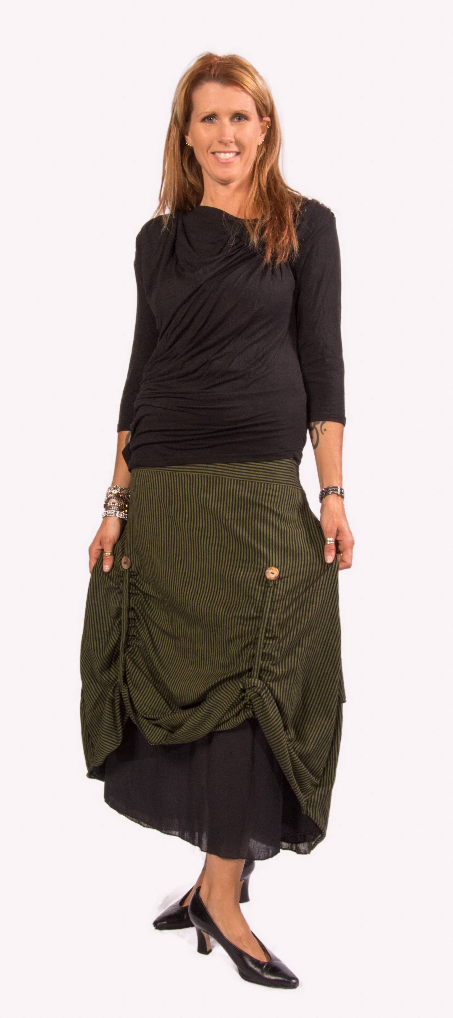 Avatar Imports LLC – wholesale Kjol - Dam – Omvandlingsbar ångpunktskjol/klänning i randigt handvävt bomull6