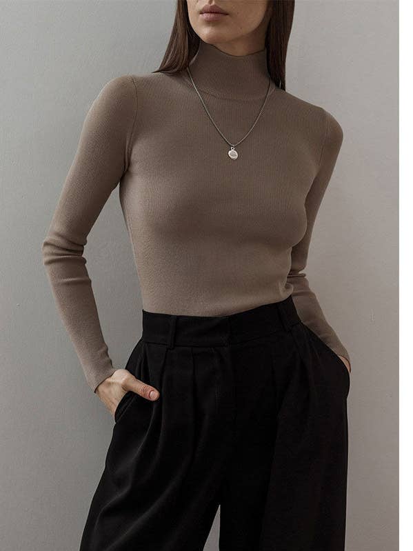 Sweetkama Half High Collar Elegant Slim-Fit Casual Tee for wholesale by Sweetkama