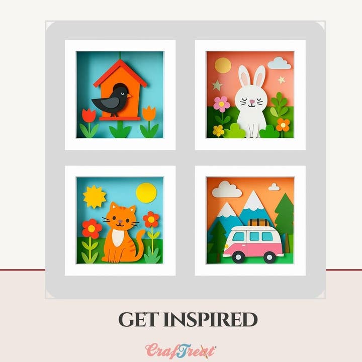 CrafTreat - Wholesale Picture frame - CrafTreat 3D Fold Shapes - Frames White - Square Combo 6pcs6