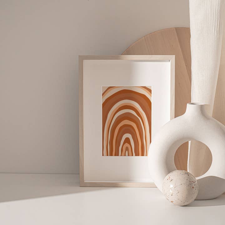 Boho regnbåge konsttryck, abstrakt regnbåge väggkonst, Neutral för wholesale av Norfolk Print Studio