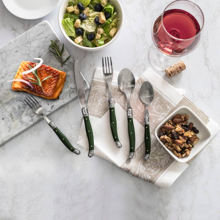 French Home - Wholesale Flatware Set - Laguiole Connoisseur 20-Piece 18/10 SS Douglas Fir Flatware 2