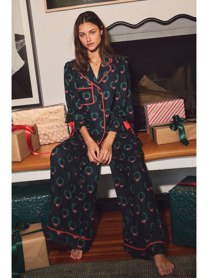 Navy Multi Plus Two-piece Pajama Set for wholesale on Faire5