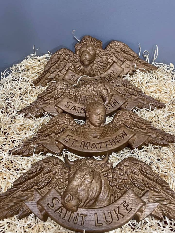 4 Gospels Christian Ornaments - Lion, Ox, Angel, Eagle for wholesale by KozakWorkshop