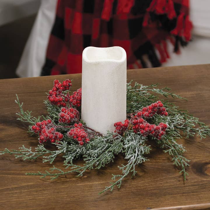 Col House Designs - Wholesale Wreath - Cedar Berry Candle Ring - 3.5"1