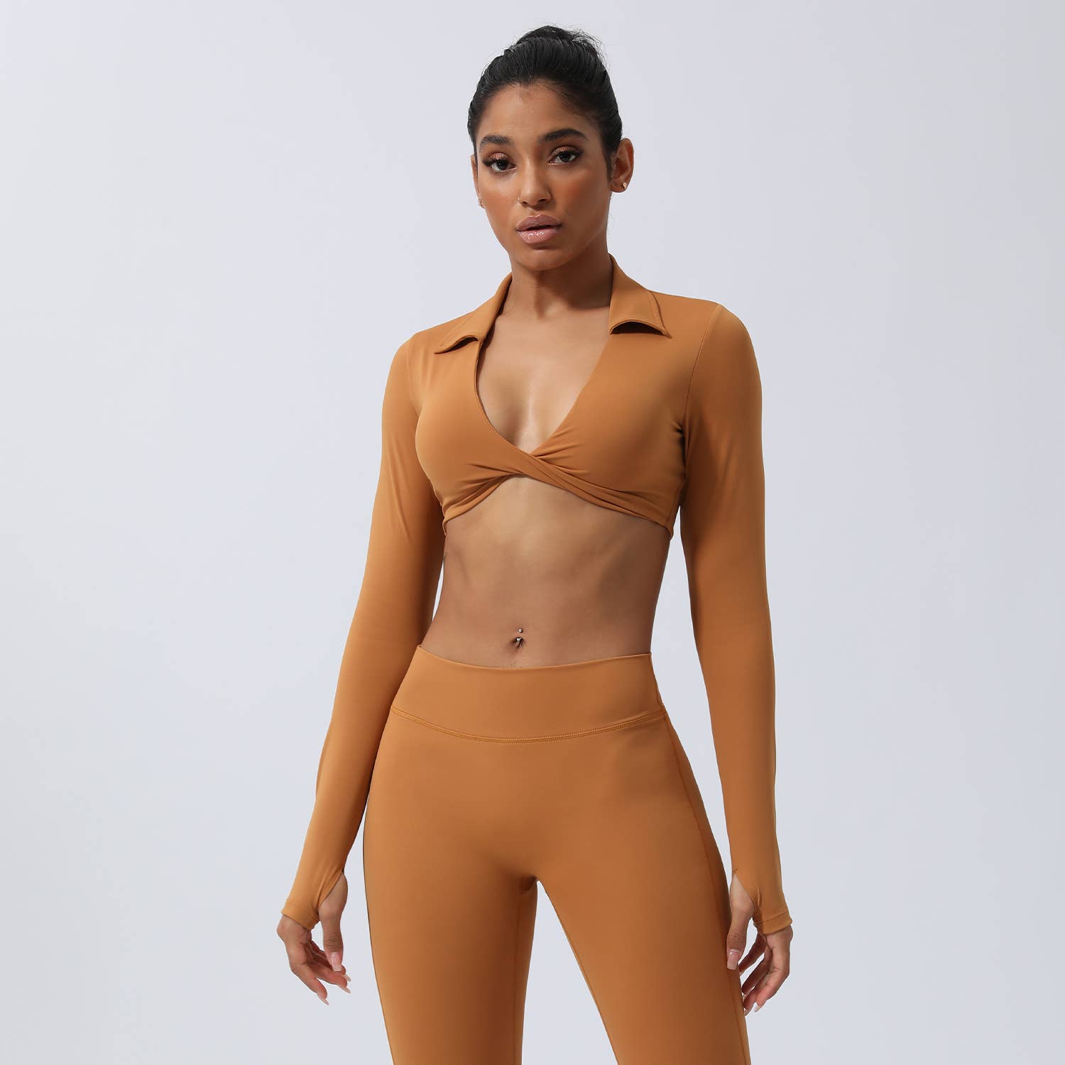 Sodalemon - Vendita all'ingrosso Maglia sportiva - Donna - Camicie corte a maniche lunghe con risvolto da yoga con risvolto, reggiseno sportivo18