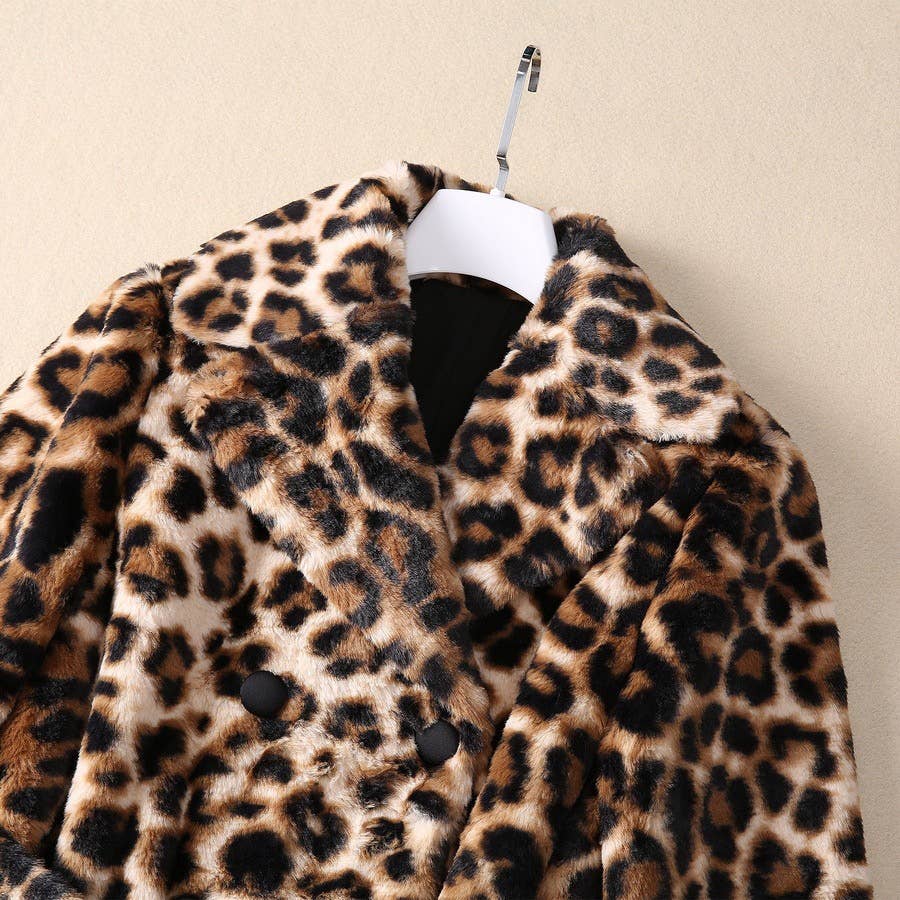 mehrfarbig SY335 Doppelreihiger Plüsch-Langmantel für den Winter mit Leopardenmuster für den Großhandel auf Faire2