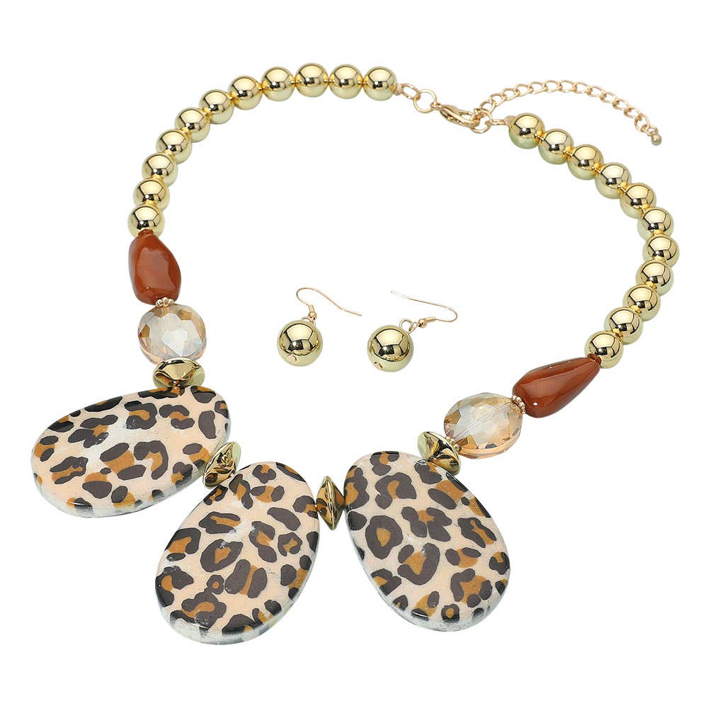 Sensibling Corp. – Großhandel Schmucksets – Halskette mit auffälligem Leopardenmuster aus Harzplatten-Gliedern1