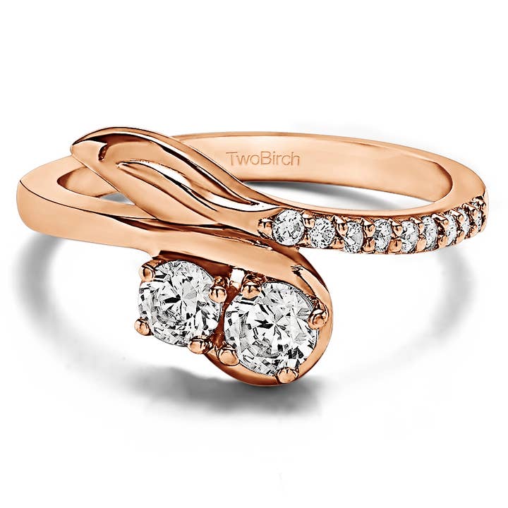 Versprechender Ring aus 10 Karat Gold und Diamanten TB-PR-0174-RG-H für den Großhandel von TwoBirch