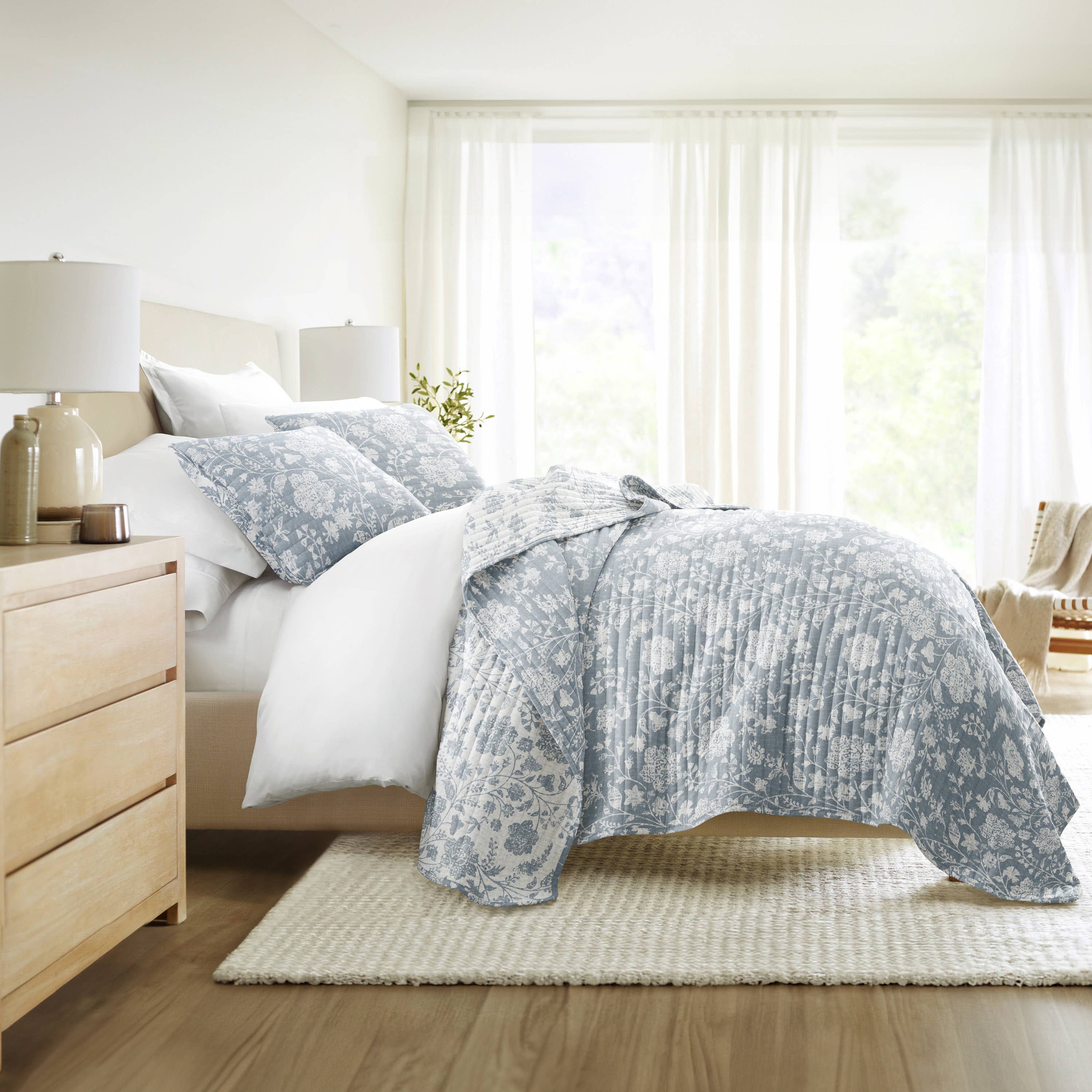 ienjoy Home - Vente Courtepointe - Ensemble de couette réversible à motifs floraux texturés toutes saisons29