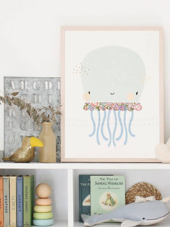 Octopus Nursery Art - feito com tecido Liberty por atacado de The Charming Press