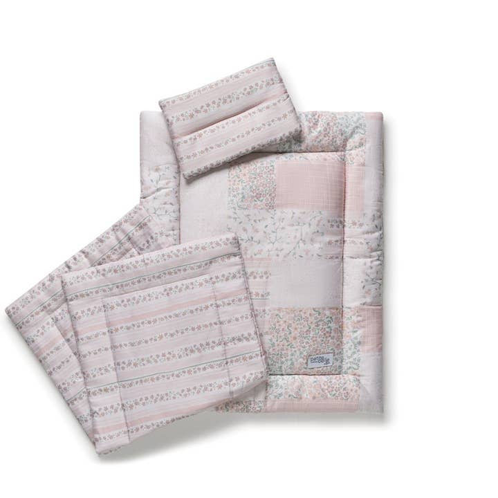 Petite Belle Mini Flora Patchwork Doll Set- Pink/Grey for wholesale by Petite Belle Bebe