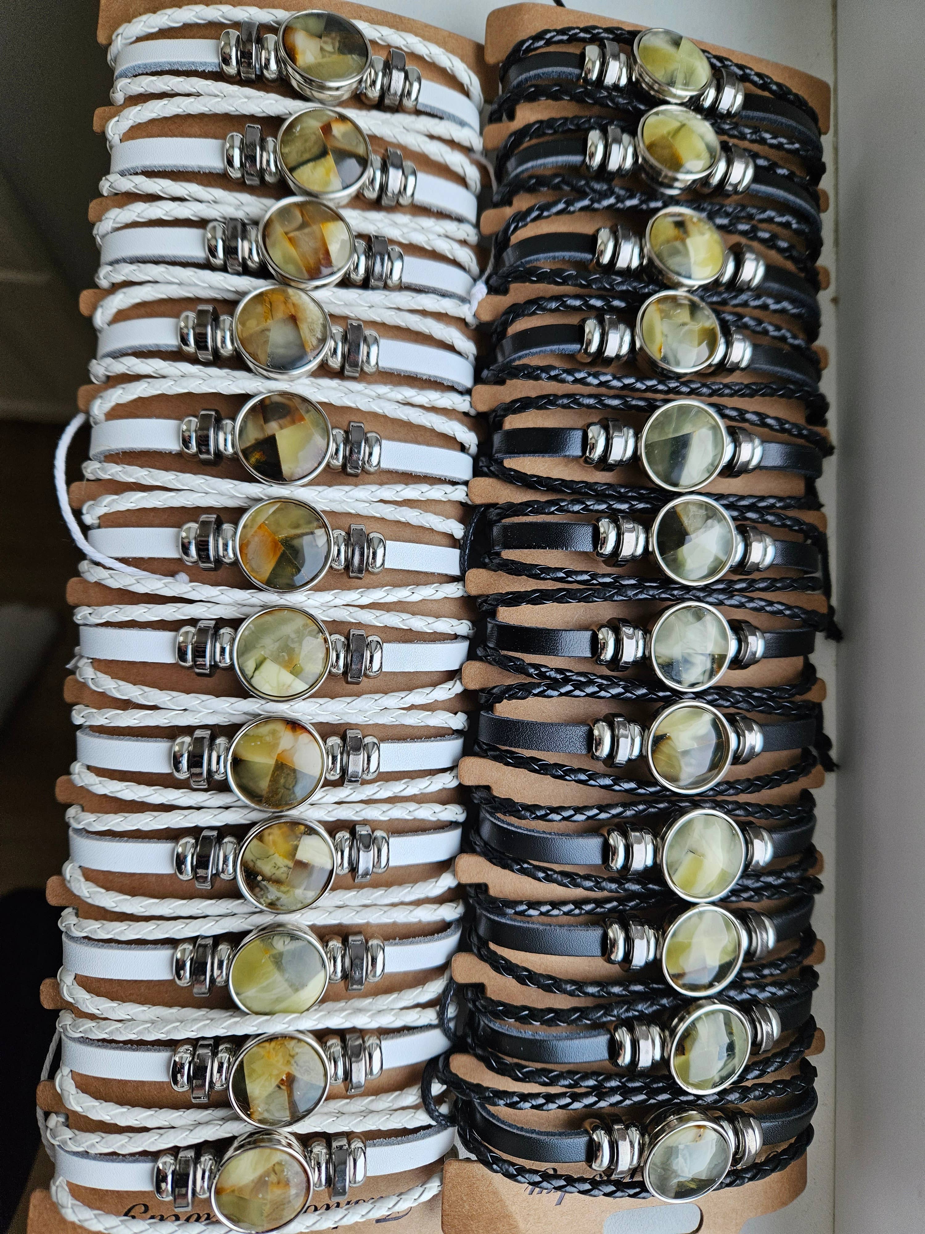 AmberLithuania - Wholesale Beaded Bracelet - Eco Leather and Baltic Amber adjustable bracelet for him her12