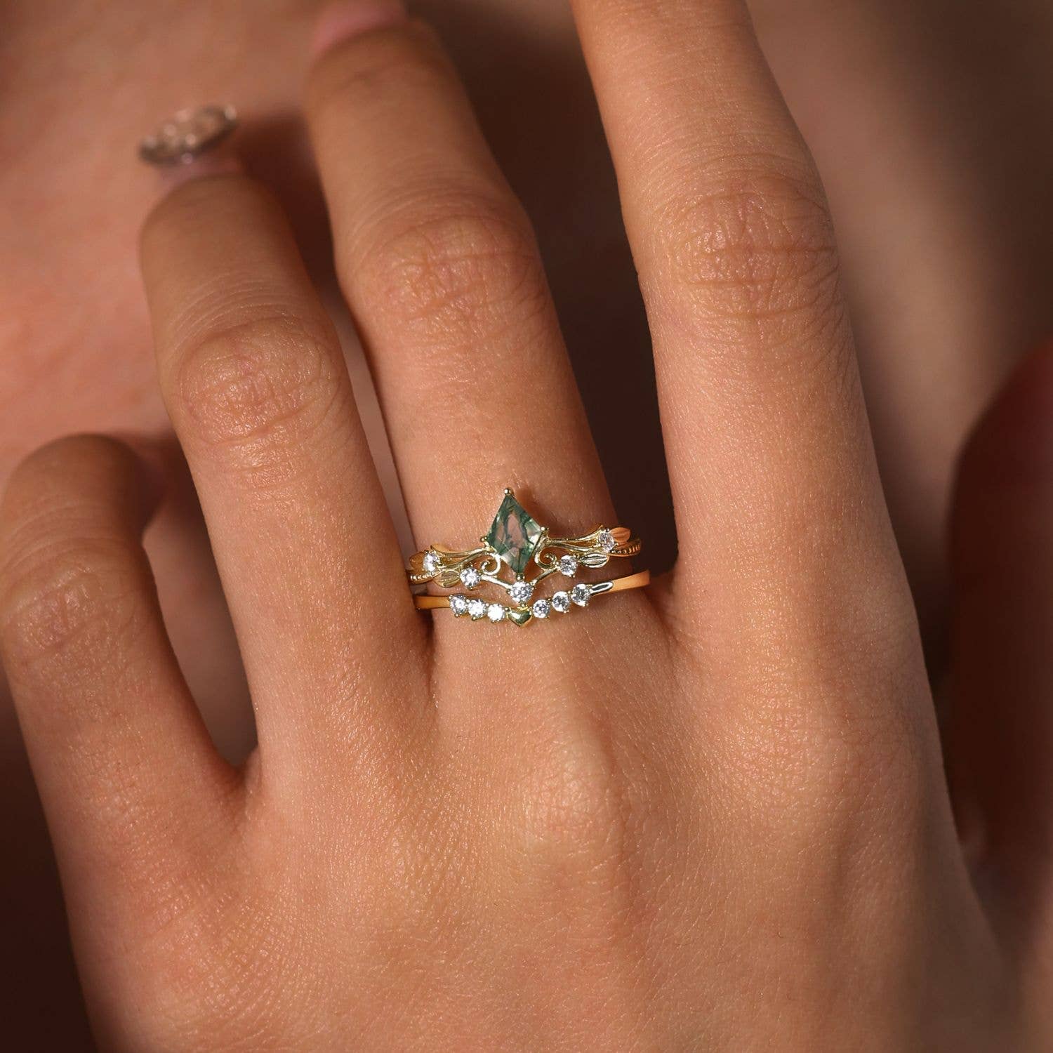 Azura Jewelry - Wholesale Band/Stacked Ring - Hearty Heart Stacking Band (Yellow Gold)5