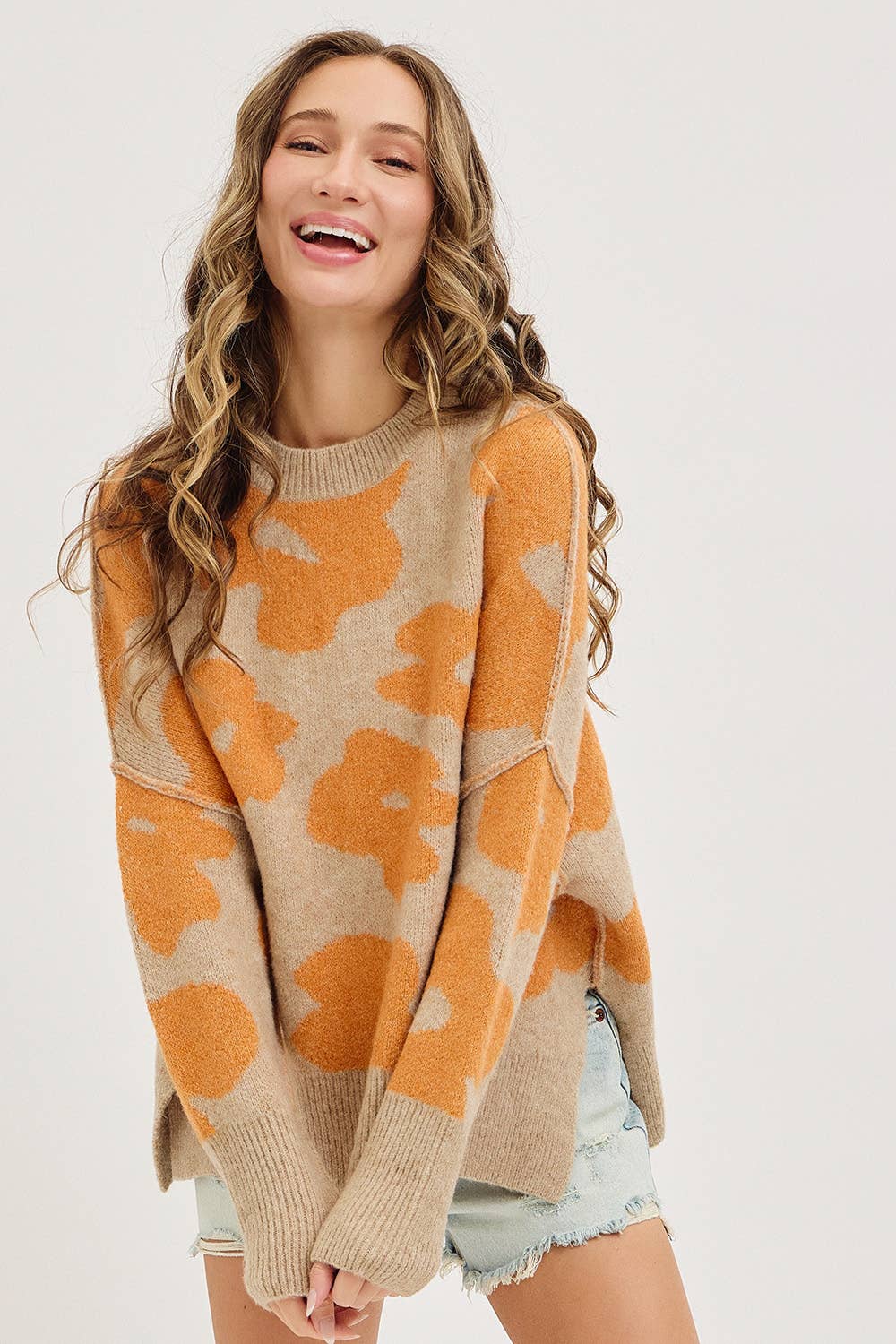 Sweet Lovely by Jen - Wholesale Knit Sweater - Women's - FLORAL LOOSE FIT SWEATER KNIT31