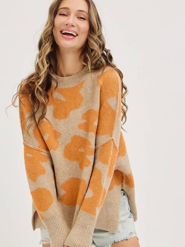 Sweet Lovely by Jen - Wholesale Knit Sweater - Women's - FLORAL LOOSE FIT SWEATER KNIT31