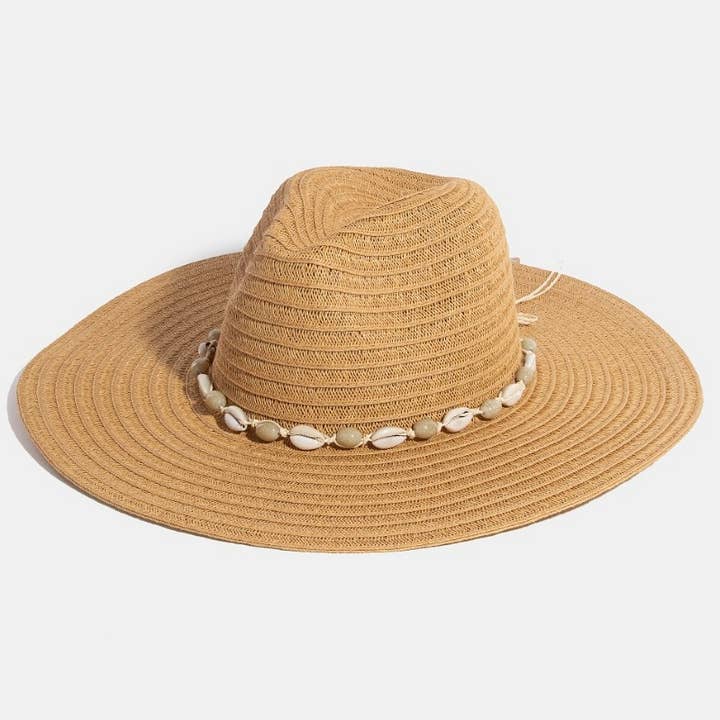 Zeeschelp Floppy Strohoed voor wholesale door Collections by Fame Accessories