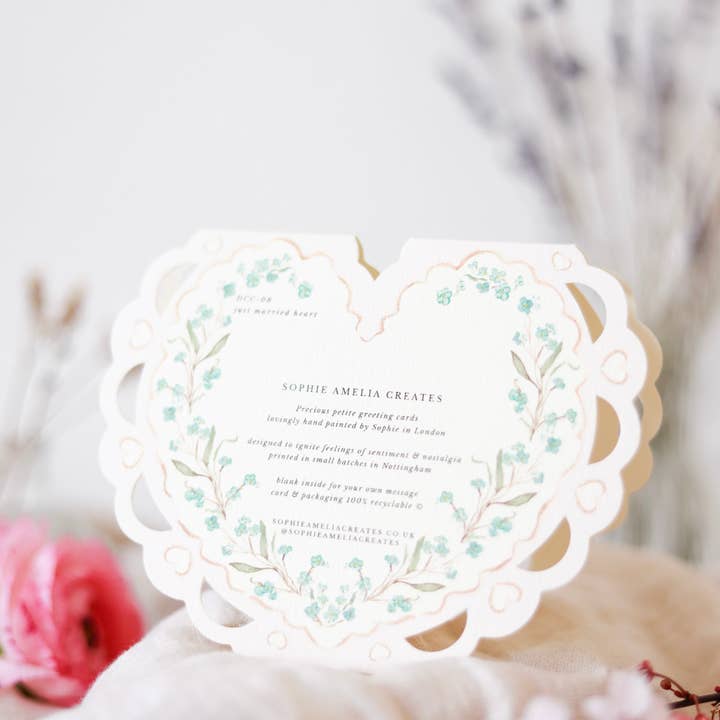 Sophie Amelia Creates – wholesale Wedding card – Just married - heart card2