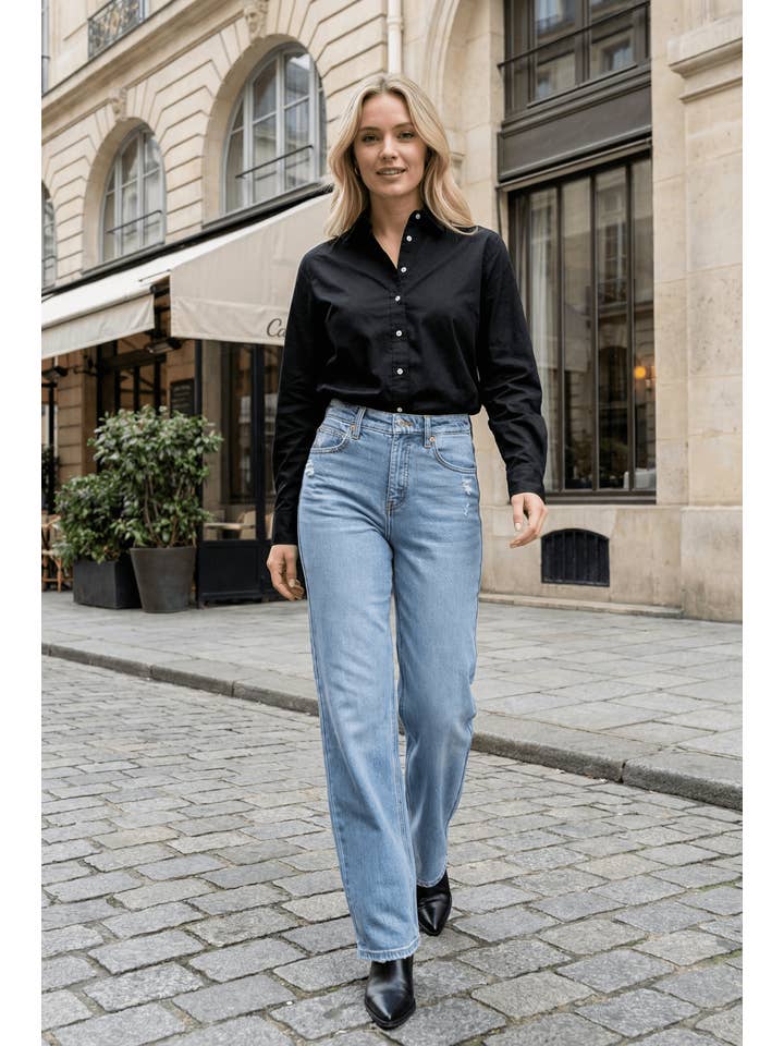 ARTEMIS VINTAGE - Vente Jean – femme - JEAN DROIT TAILLE HAUTE AVEC CONTRÔLE DU VENTRE EN TISSU ÉCOLOGIQUE3