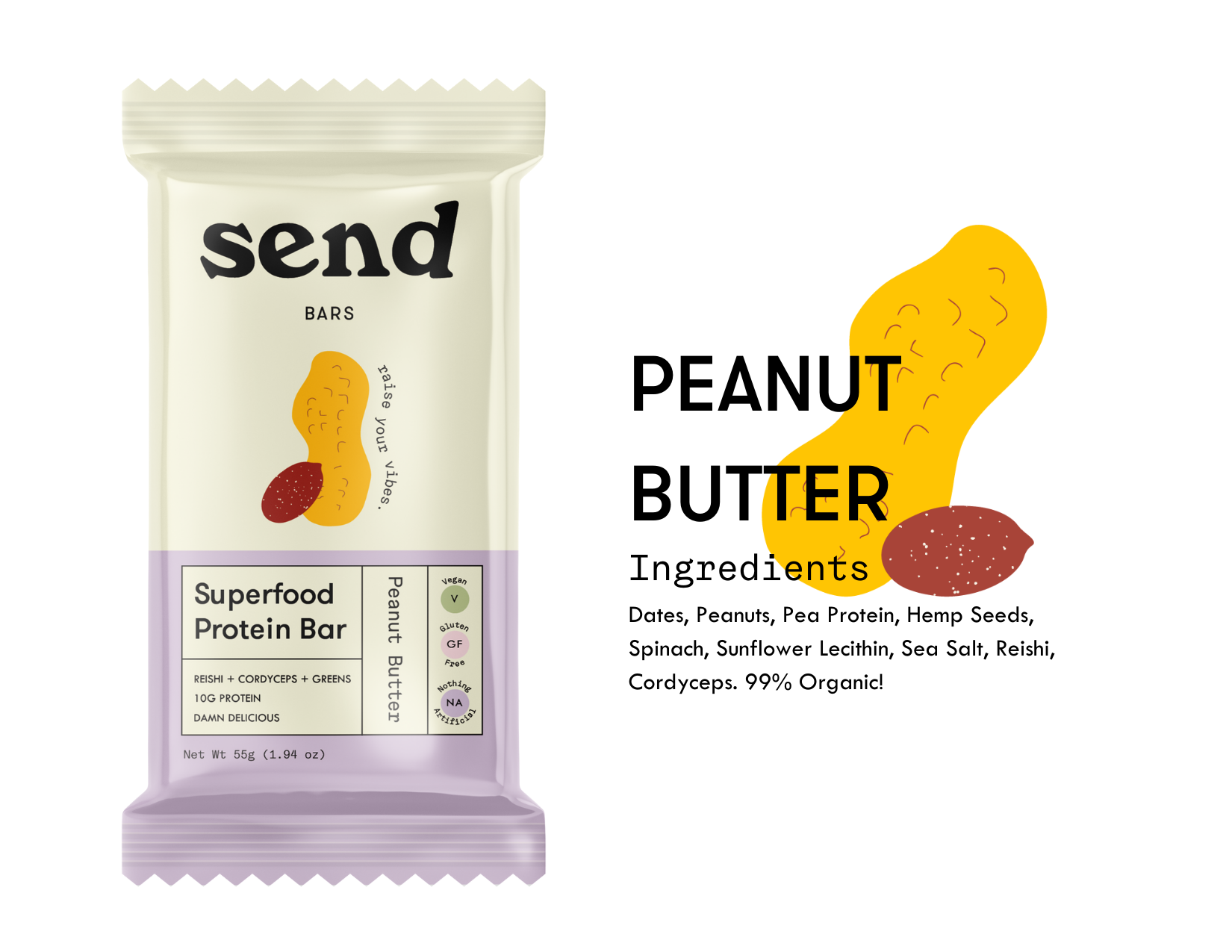 Send Bars - Wholesale Snack Bar - Peanut Butter Superfood Protein Bars - Single Caddy (8 bars)1