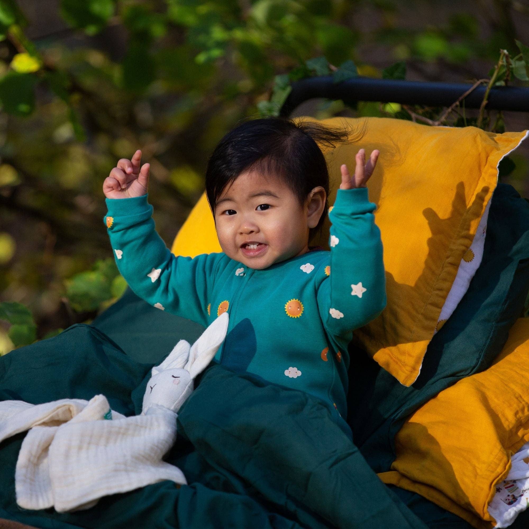 Ciel turquoise Crosse pour bébé biologique Turquoise Skies Zip en vente sur Faire9