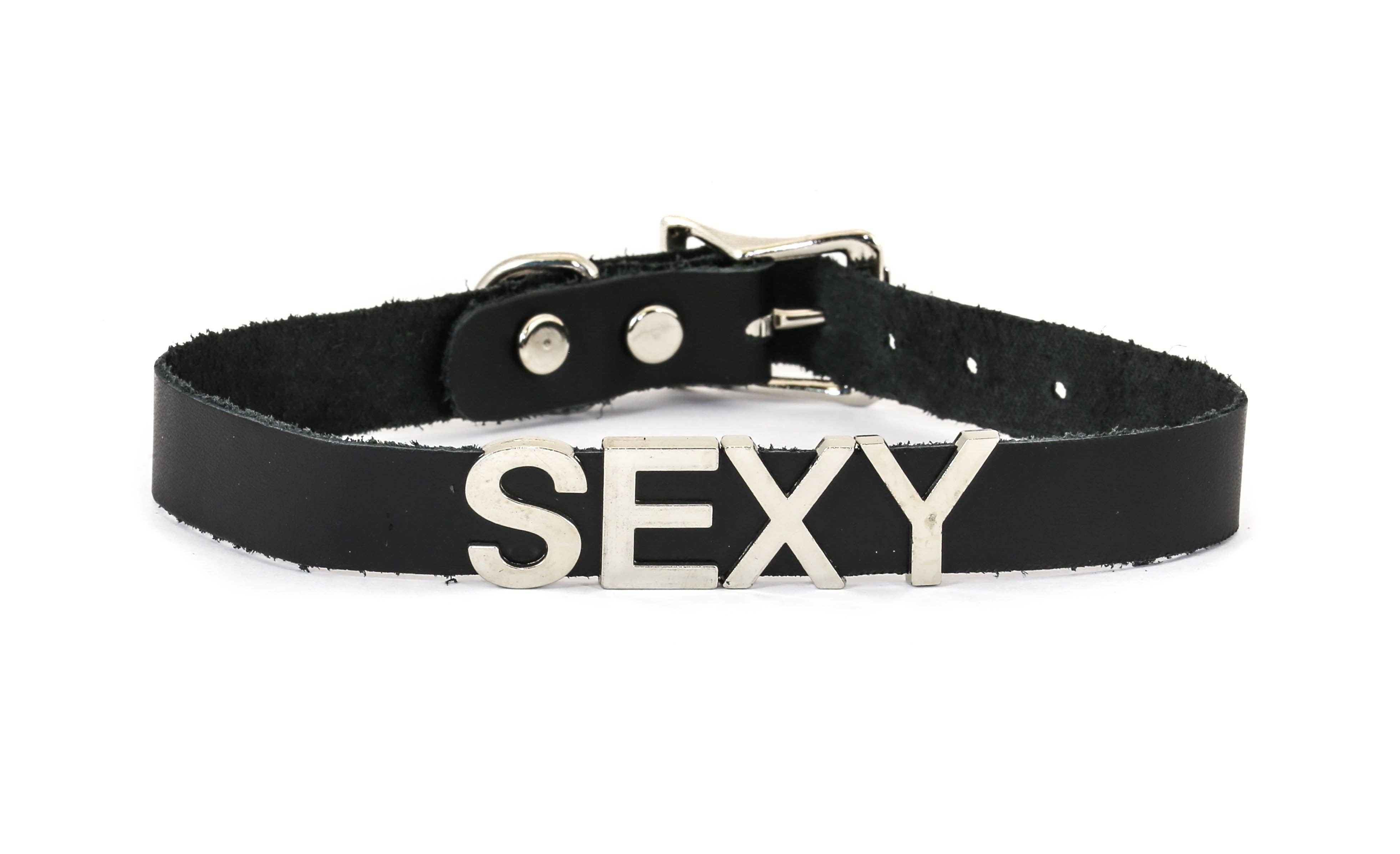 Funk Plus - Wholesale Choker/Collar - FC291 GENUINE LEATHER STAINLESS STEEL LETTER NAME FETISH  CHOKER25