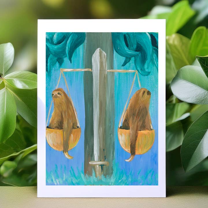 Sloth Tarot Major Arcana Greeting Card - VIII Justice for wholesale by Bonzo