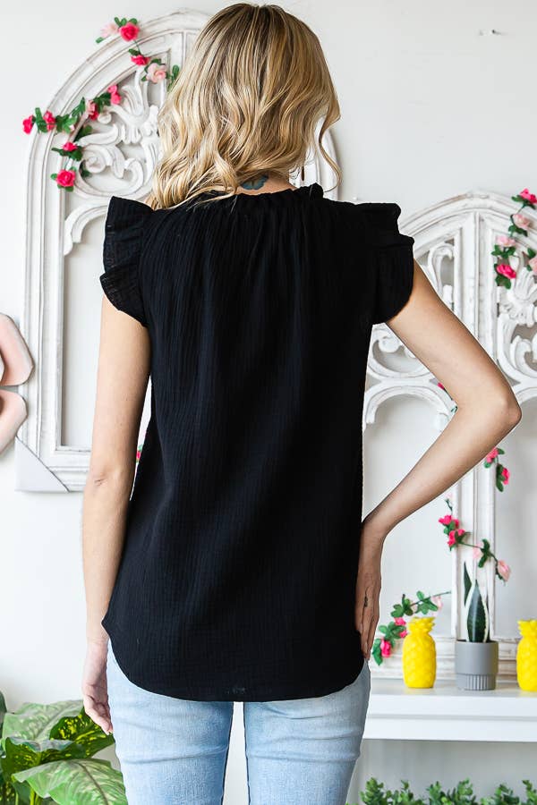 7th Ray - Vendita all'ingrosso Camicetta - Donna - Blusa da donna in cotone con collo arricciato T510413