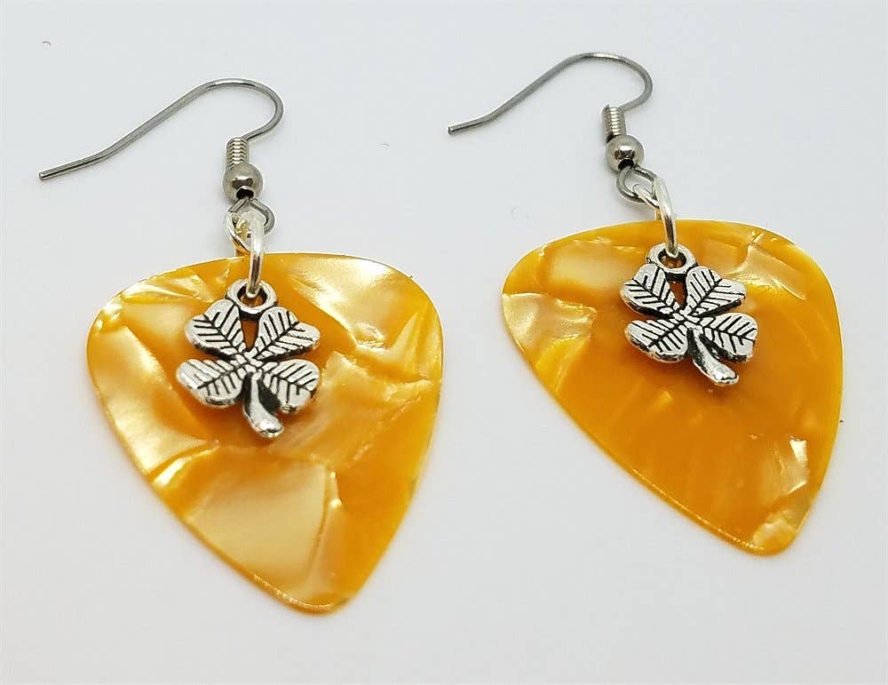Simply Raevyn - Wholesale Dangle Earrings - Small Shamrock Charm Guitar Pick Earrings6