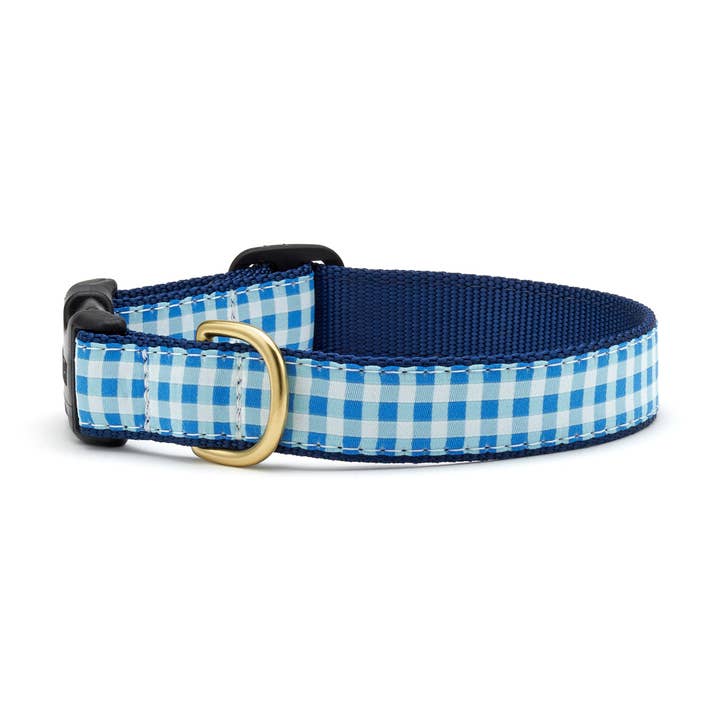 Up Country, Inc. - Wholesale Pet Collar - Dog - Blue Gingham Dog Collar