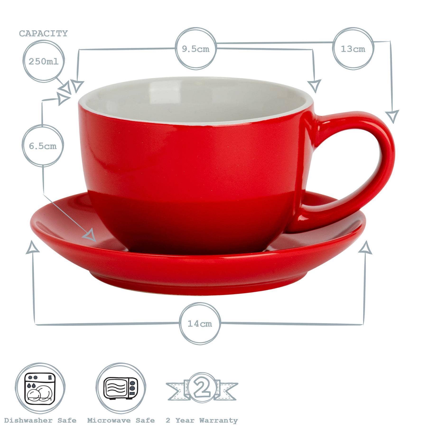 Rinkit Ltd - Vendita all'ingrosso Tazza da tè/caffè - Argon Tableware - Tazza da cappuccino colorata, colore rosso, 250 ml2