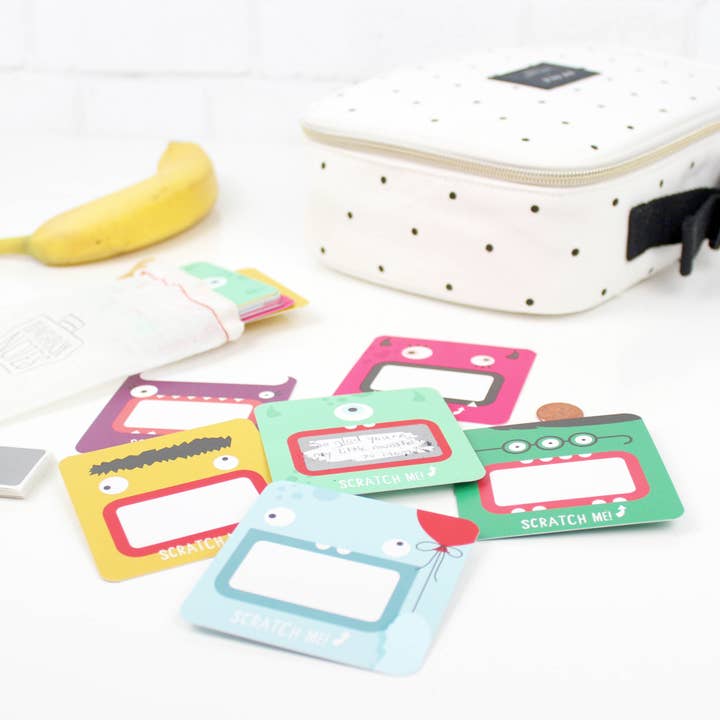 Inklings Paperie - Wholesale Stationery/Notecard Set - Scratch-off Lunchbox Notes - Monsters1