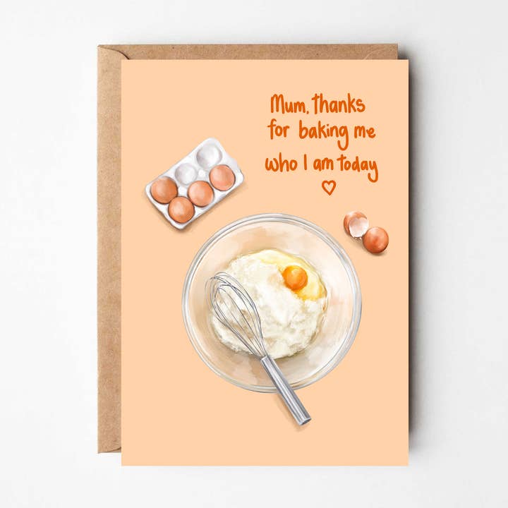 Mum Thanks For Baking Me Who I Am Today - Mother's Day Card for wholesale by Katie Tinkler illustration