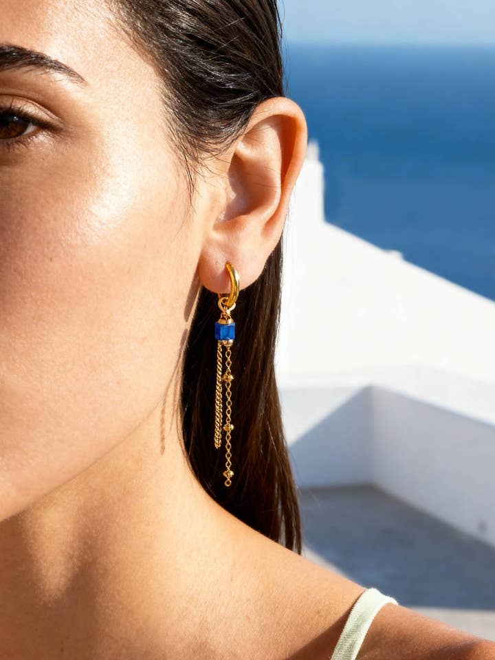 Brincos Thalassa Lápis-lazúli | Joias feitas à mão por atacado de Caprice Paris