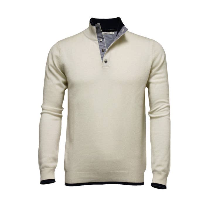 Hommard - Wholesale Knit Sweater - Men's - Cashmere Sweater Button Neck Silk Cashmere
