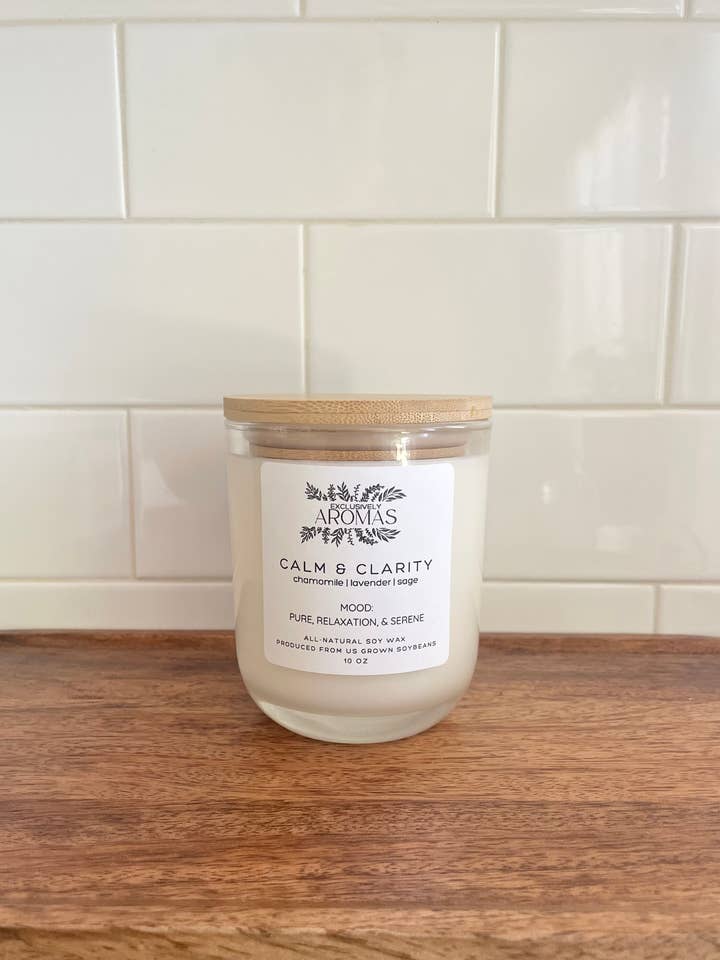 CALM & CLARITY: Soy Candle, 10oz for wholesale by AROMAS