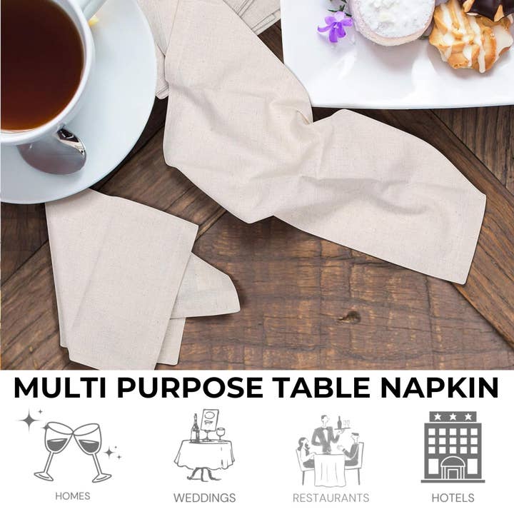 Premium Cotton Linen Cloth Napkins 18x18 Natural (Set of 12) for wholesale on Faire8