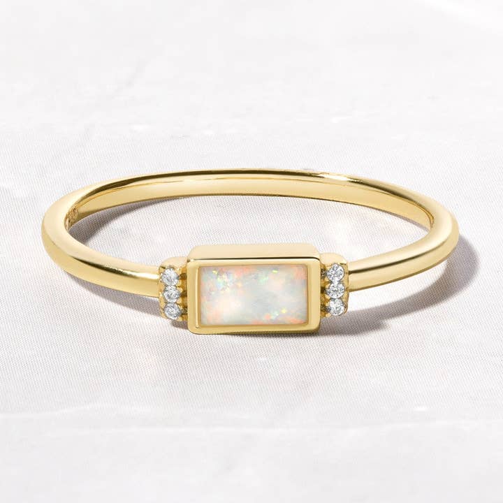 Bezel Baguette Opal Ring for wholesale by Sami Jewels