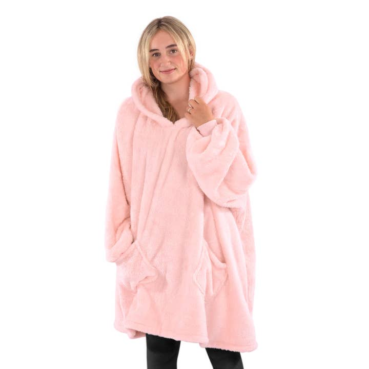 Wholesale Gifts Tomorrow - Wholesale Throw Blanket - Snug Rug Hoodie Wearable Oversize Hooded Blanket Pink Quartz1