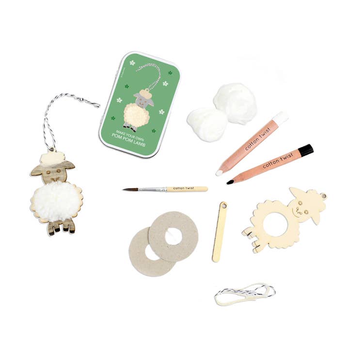 Cotton Twist (USA DUTIES PAID) - Wholesale DIY craft kit – Child - Make Your Own Pom Pom Lamb Gift Kit3