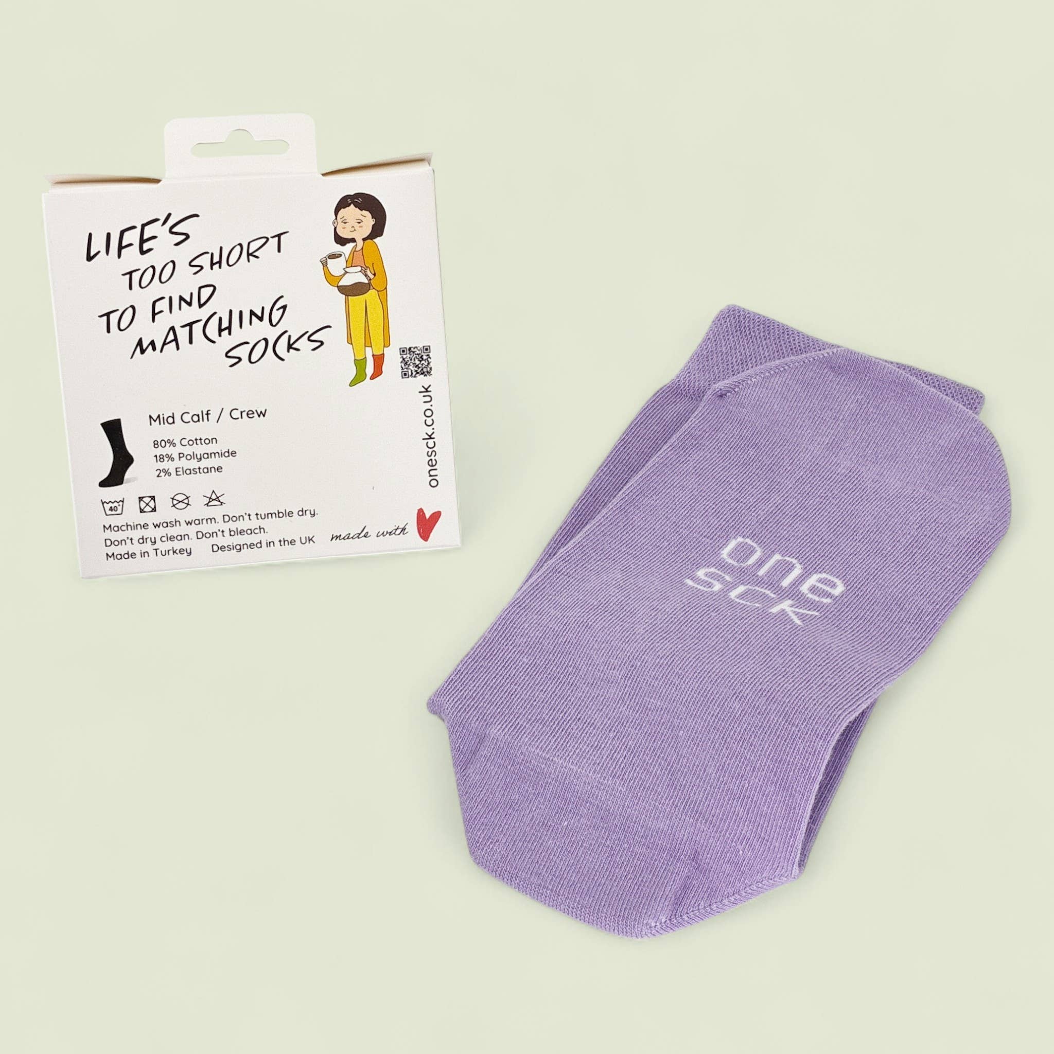 ONESCK - Vente Chaussettes – unisexe - Chaussette Unique Unie | Chaussette Lilas | Idée Cadeau Pastel1