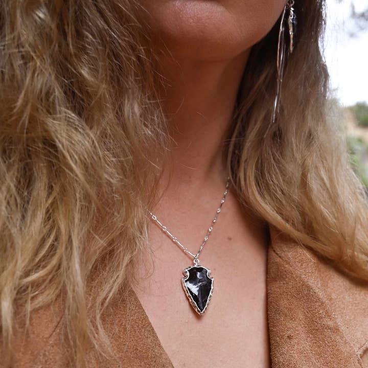 Fierce Forward Jewelry - Wholesale Pendant/Charm Necklace - Rooted in Love Obsidian Arrowhead Necklace5
